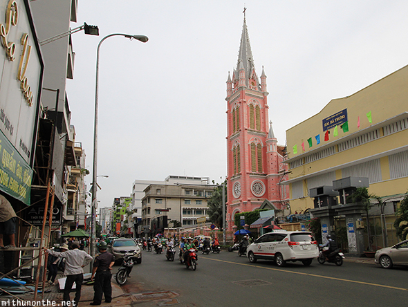Pink church Tan Dinh road Vietnam