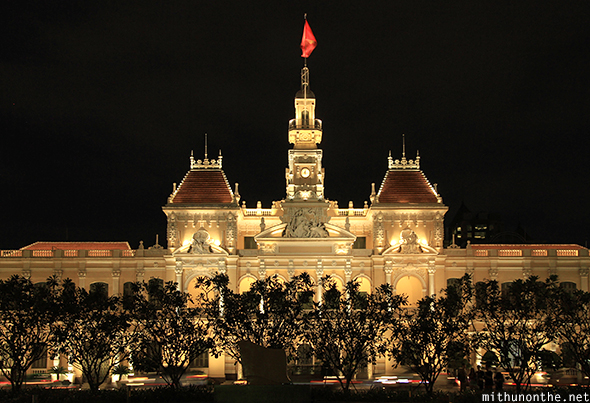 People's committee building at night Vietnam