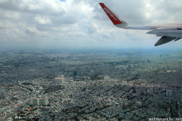 Vietjet flight over Ho Chi Minh city