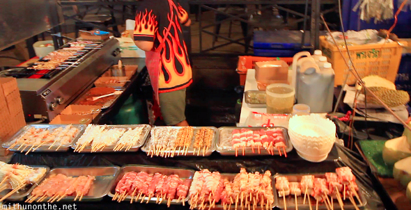 Grilled meats Rodfai market Bangkok