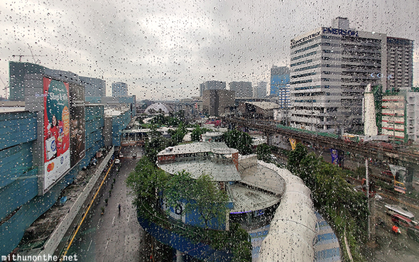 Raindrops window Manila mall Philippines