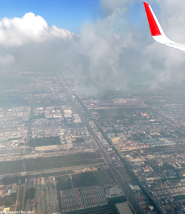 Air pollution Bangkok from airplane