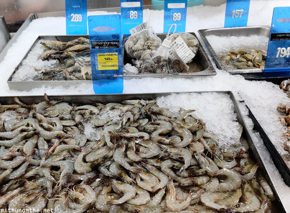 White prawns Big C Bangkok Prices