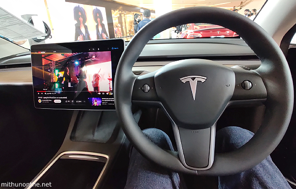 Inside Tesla Model 3 steering wheel