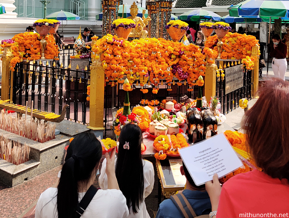 Erawan shrine offerings Brahma Bangkok Thailand