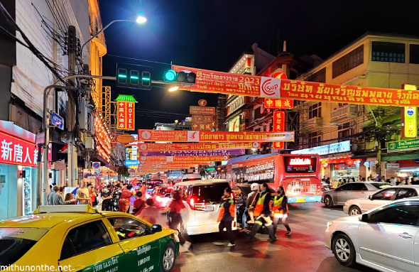 Chinatown Bangkok traffic at night