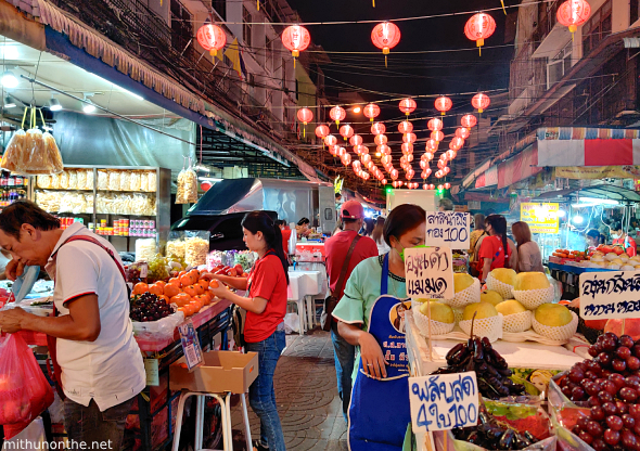 Bangkok Chinatown lanterns fruitsellers