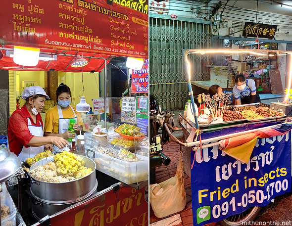 Shumai fried insect stall Bangkok Thailand