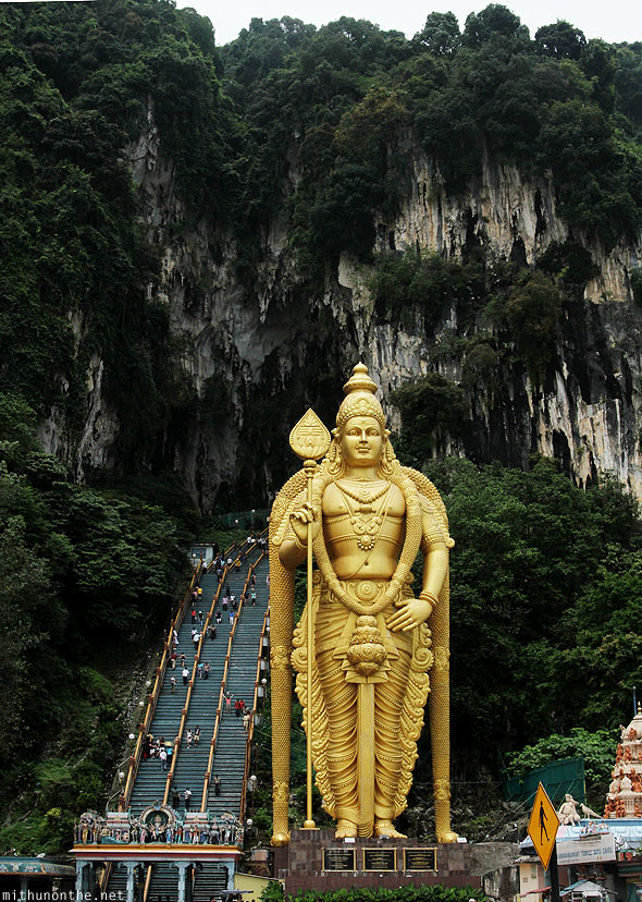 Batu Caves large Murugan statue steps Malaysia