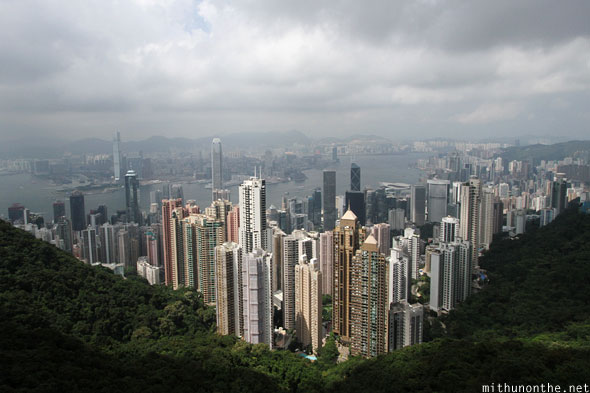 Hong Kong city skyline view from peak