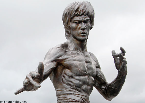 Bruce Lee pose statue Hong Kong