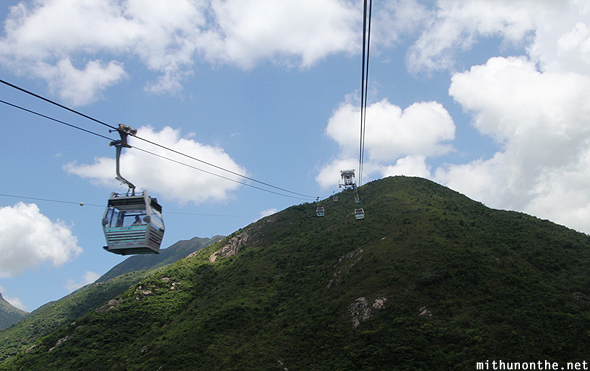 Cable car going uphill Ngong Ping