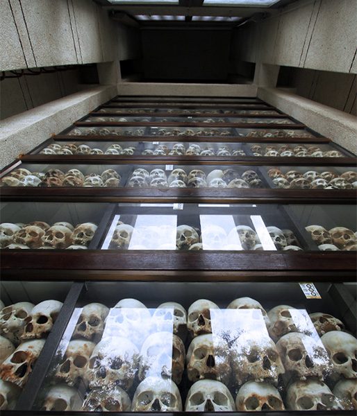 Skulls memorial hall Choueng ek genocide