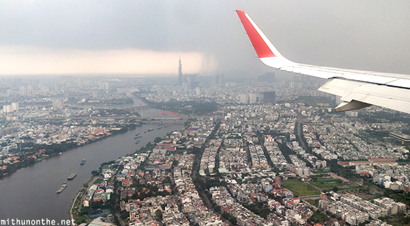 Raining aerial view Ho Chi Minh City